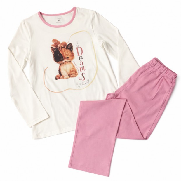 BR Піжама для дівчинки 12,13,14 стрейч/бавовна  9004    KREM EKOSE (208)крем 1шт.