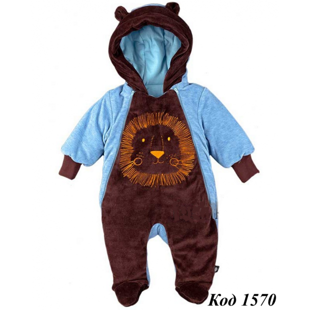 ЛяЛя Комбінезон велюр синтепон на трикотажі для хлопчика 8ВЛ048(8-04) 62,68,74 1шт