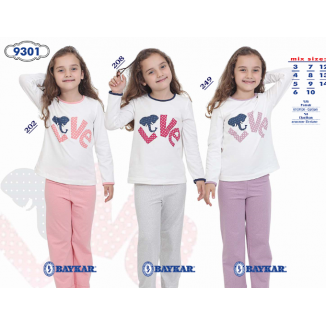 BR Піжама для дівчинки 12,13,14 стрейч/бавовна  9301    12,13,14  3 шт.