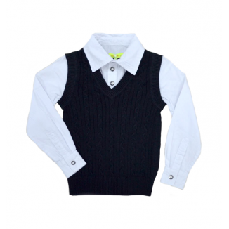 Ch Кофта-обманка для хлопчика Xiaofeihu (7,(104)  косичка чорний   5(1)( шт