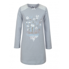 BR Нічна сорочка довгий рукав  07-10 стрейч/бавовна  9395 KOYU GRI  (512)темно-сірий  1шт.