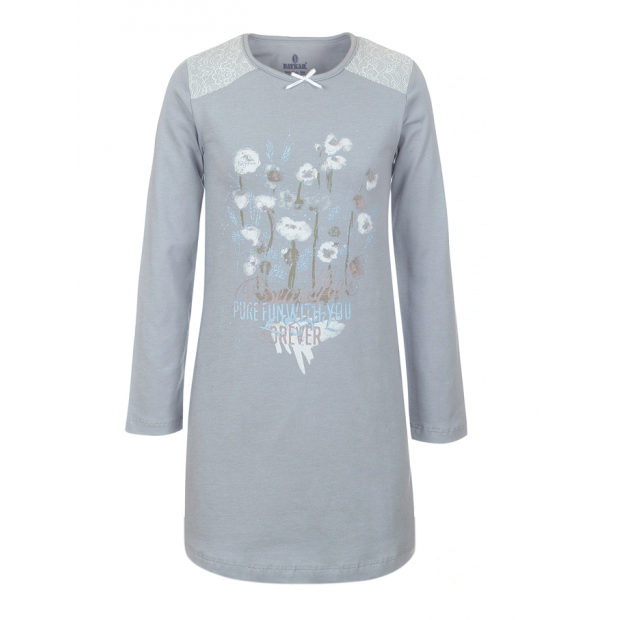 BR Нічна сорочка довгий рукав  07-10 стрейч/бавовна  9395 KOYU GRI  (512)темно-сірий  1шт.