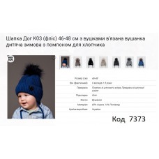 ALex Шапка в'язана на флісі для хлопчика (на зав'язках) ДОГ К03  46-48  5шт.