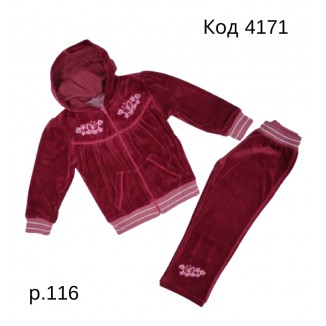 PL Костюм велюр з капюшоном RV квіти 80-116  1 шт.