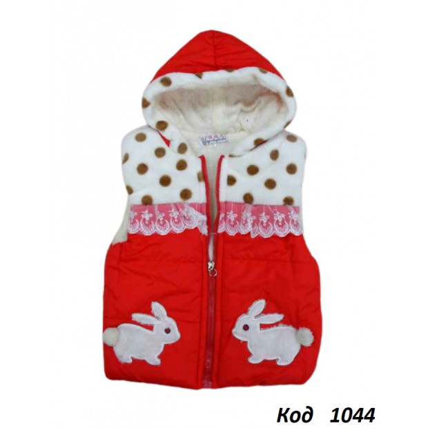 Ch Жилетка для дівчинки з капюшоном на хутрі L-XXL   3 р.