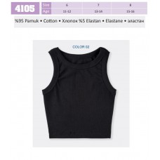 BR  Топ для дівчинки подовженний РУБЧИК 4105,02  ЧОРНИЙ підліток   06,07,08   6(3) шт.