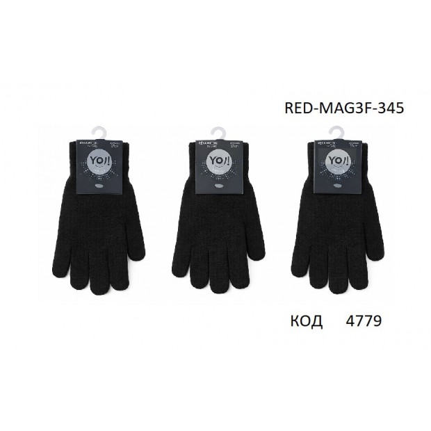YO од.Перчатки чоловічі акрил RED-MAG3F-345  ЧОРНИЙ .25,27 розмір. 12(6)шт