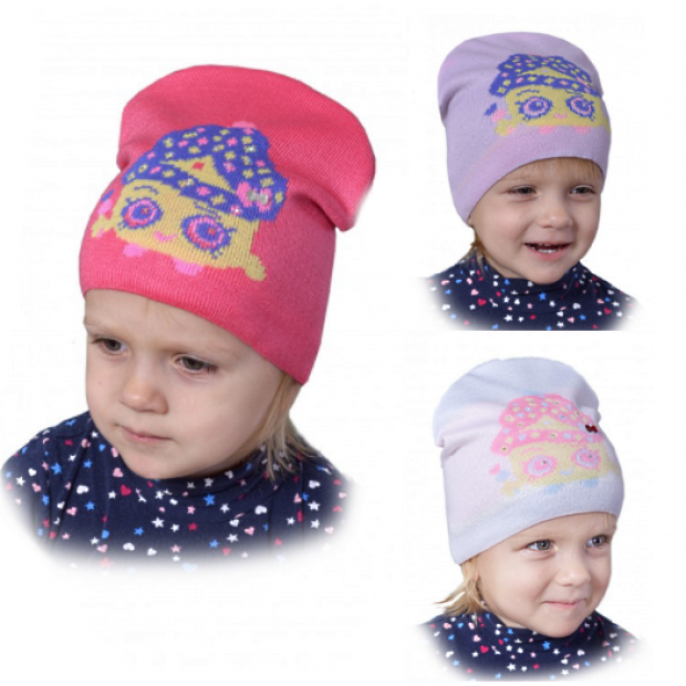 Шапка в'язана для дівчинки "Бабасик" "Энді" 48-50   3 шт.