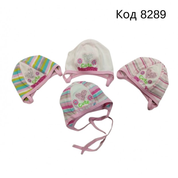 -- Magrof Шапка трикотажна для дівчинки (на зав'язках)  №213  36  5шт