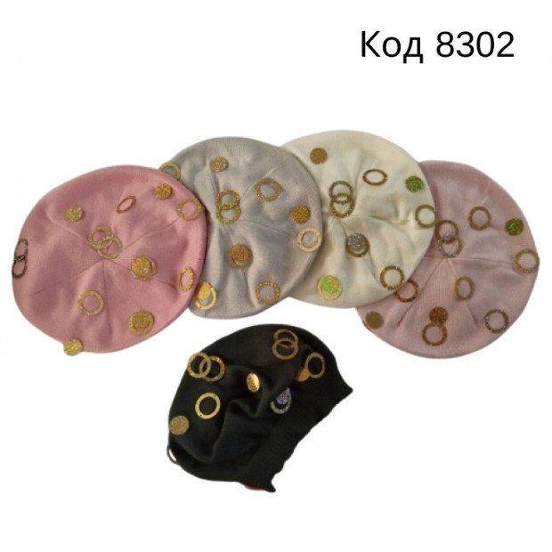 ."Нікола"Берет в'язаний для дівчинки 15V2  (р.8/9років) 5шт