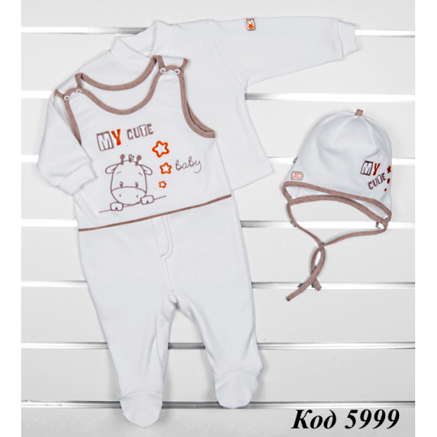 Комбинезон с кофтой интерлок  Cute 56,62,68р. 3(1)шт.