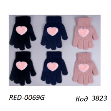 YO од.Перчатки для дівчинки в'язані  RED-0069G Акрил  Сердечко  Хутро 18   6 шт