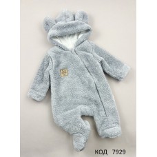 MarioKids Комбінезон вельсофт на підкладці ВЕДМЕЖА довга махра СІРИЙ 62,.68.74  1шт