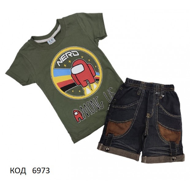 Tr Костюм футболка+шорти джинсові 3,4,5,6 років  4 шт