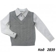 Ch Кофта-обманка для хлопчика Xiaofeihu (7,9,11,13,15)(104,110,116,122,128)  косичка сірий   5 шт