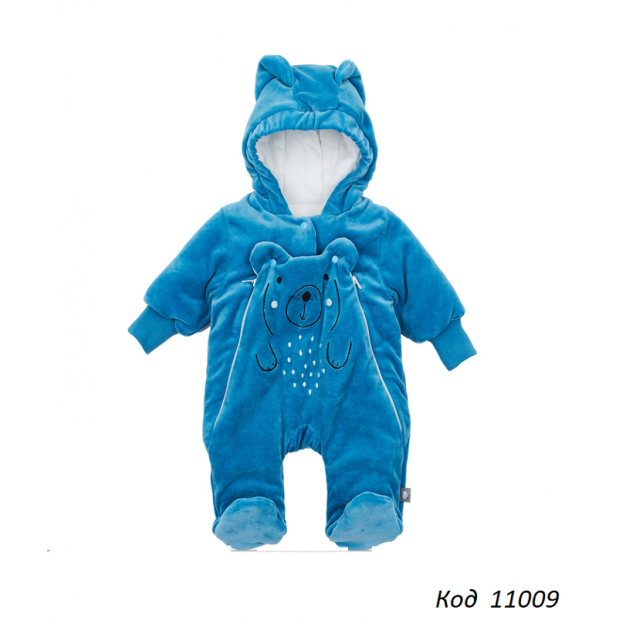 ЛяЛя Комбінезон велюр синтепон на трикотажі для хлопчика 8ВЛ061(8-10) БЛАКИТНИЙ  56,62.68.74  1шт