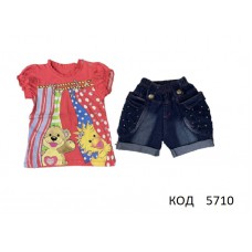 Tr Костюм(футболка+шорти джинс) для дівчинки 2-5 років.   4(2) шт
