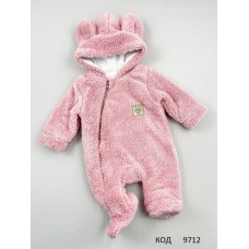 MarioKids Комбінезон вельсофт на підкладці ВЕДМЕЖА довга махра ПУДРА 56,62,68.74  1шт