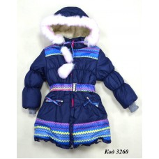 Ch Куртка для дівчинки синтапон на хутрі "Орнамент". 104;110;116;122 синій 4(1)шт .