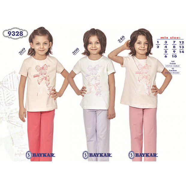 BR Піжама для дівчинки 03-06 (футболка+штаниі)  9328    3-6  4шт.