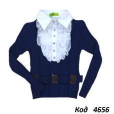 ,Ch Кофта-обманка для дівчинки Xiaofeihu  пояс 7,13,15 (110,128) синій   5(2)шт.