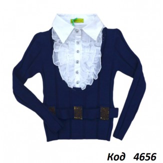 ,Ch Кофта-обманка для дівчинки Xiaofeihu  пояс 7,13,15 (110,128) синій   5(2)шт.