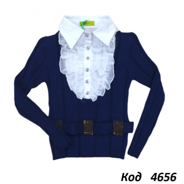 ,Ch Кофта-обманка для дівчинки Xiaofeihu  пояс 7,13,15 (110,128) синій   5(2)шт.