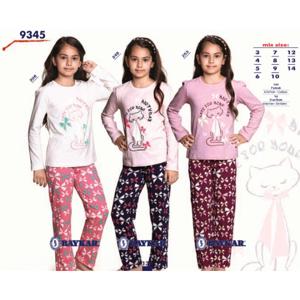 BR Піжама для дівчинки 07-10 стрейч/бавовна  9345    7-10  4 шт.