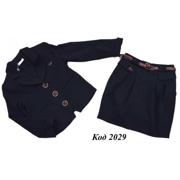 ,,Suzie122-152шерстьКОСТЮМ Піджак "Габбі"(8834)+Спідниця чорний 122-152 6 шт.