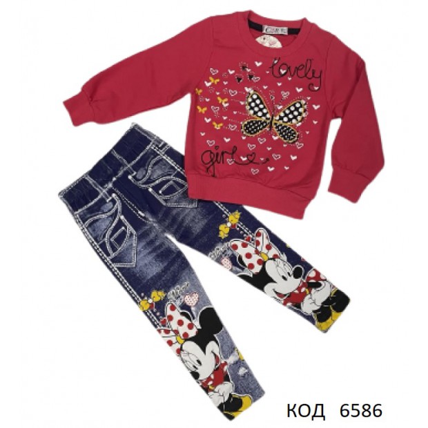 Tr Костюм для дівчинки (реглан начос+ лосини начос) СМК 89192   086-098  4(3) шт.