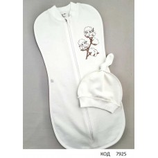 MarioKids Кокон з шапкою на блискавці     56  МОЛОЧНИЙ    1 шт