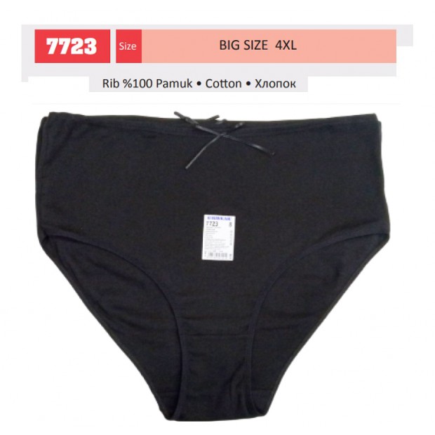 BR Труси жіночі  7723,02  ЧОРНИЙ   БАТАЛ рібана 4XL(60-62)    12(3)шт