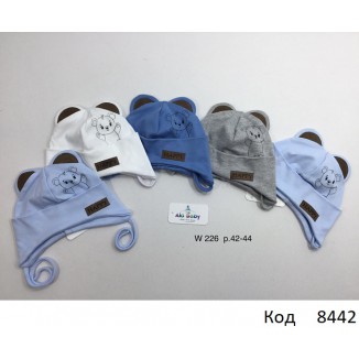 AlaBabyШапка трикотажна для хлопчика (на зав'язках) W-226 42-44  5 шт.
