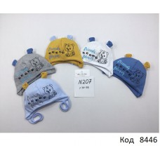 AlaBabyШапка трикотажна для хлопчика (на зав'язках) W-207  36-38  5 шт.
