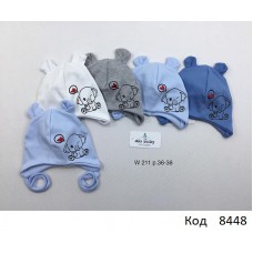 AlaBabyШапка трикотажна для хлопчика (на зав'язках) W-211  36-38  5 шт.