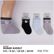 ArtiKatamino Шкарпетки махрові для хлопчика ясельні ВІДВОРОТ К45917 мікс 0-6/12-18  12(3) шт.