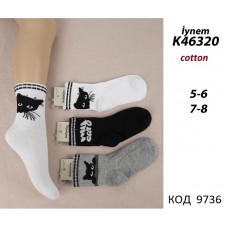 ArtiKatamino Шкарпетки бавовняні для дівчинки МАЛЮНОК К46320 МІКС кольорів Котики 12(3) шт.