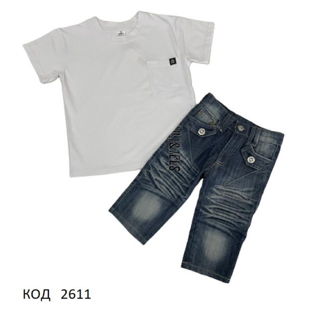 Ukr Костюм (Футболка+шорти джинс) для дівчинки 110-134  5(4)шт