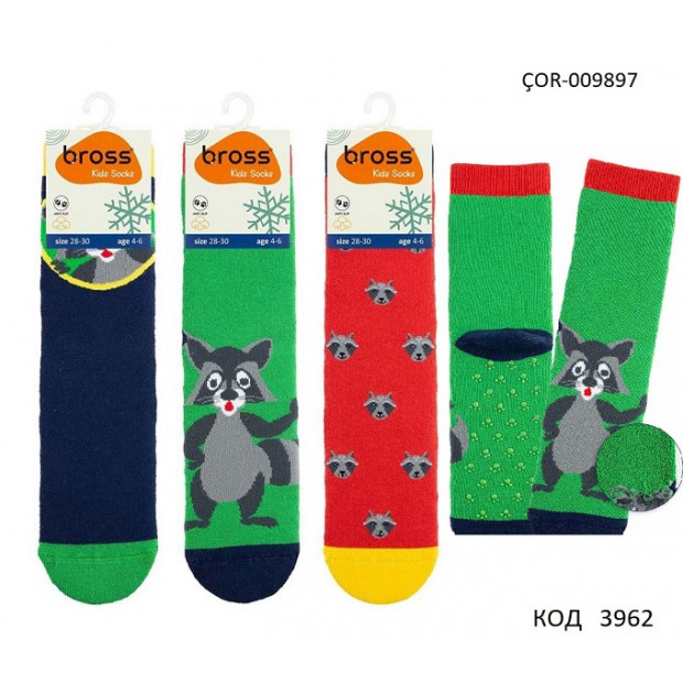 Bross Шкарпетки махрові для хлопчика ABS МАЛЮНОК ÇOR-009897  МІКС 12(3) шт.