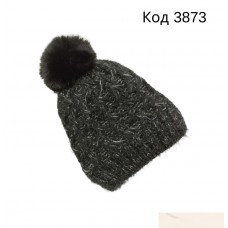 YO Шапка в'язана на хутрі для дівчинки  Люрекс травка  54-56 5(1)шт