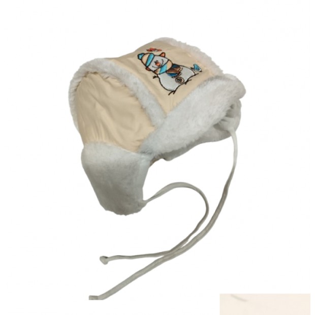 YO Шапка плашівка на хутрі для хлопчика (на зав'язках)44-46  4 шт