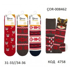 Bross Шкарпетки махрові дитячі УНІ ABS ОЛЕНІ ÇOR-008462  МІКС 12(3) шт.