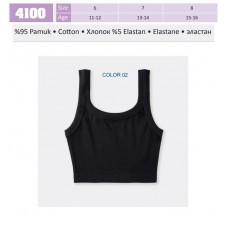 BR  Топ для дівчинки подовженний РУБЧИК 4100,02  ЧОРНИЙ підліток   06,07,08   6(3) шт.