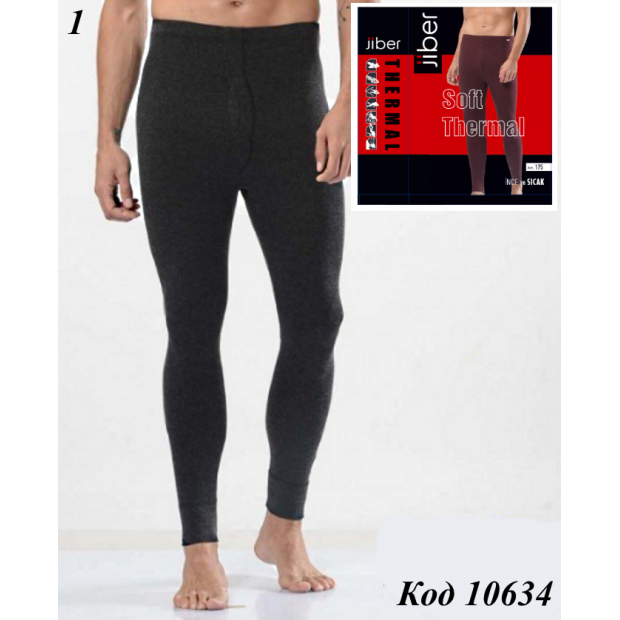 Jiber Термо Кальсоны с гульфиком мужские МЕЛАНЖ    175  S/M//L/XL/2XL   1 шт