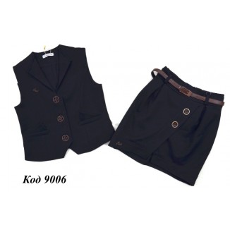 ,,Suzie122-152шерстьКОСТЮМ Жилетка "Шанталь"(9456)+Спідниця чорний 122-152 6 шт.