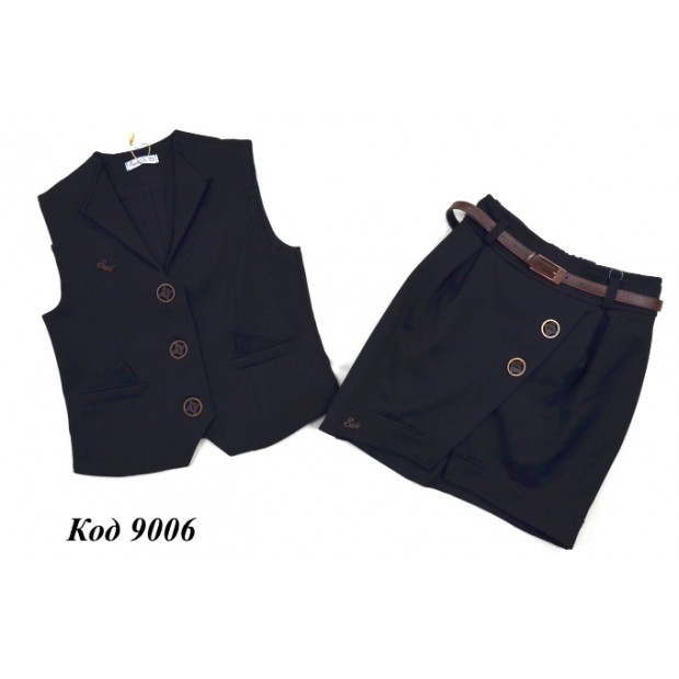 ,,Suzie122-152шерстьКОСТЮМ Жилетка "Шанталь"(9456)+Спідниця чорний 122-152 6 шт.