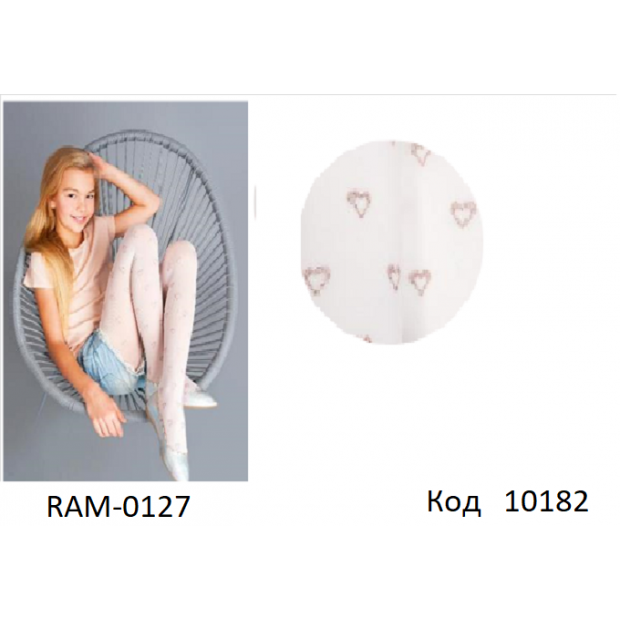 YO Колготки капронові  RAM-0127  (Сердечка Блискучі) мікрофібра 40 DEN  116-122/140-146  1 шт