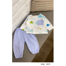 ББ Костюм (Сорочечка + штани) для хлопчика МУСЛІН малюнок   68,74,80,86  4 шт