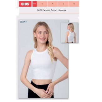 BR  Топ для дівчинки подовженний РУБЧИК 6105,01  БІЛИЙ   ПІДЛІТОК S/M/L/XL   6(3) шт.