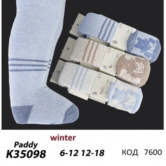ArtiKatamino Колготки махрові для хлопчика ясельні СИЛІКОН К35098 МІКС 6-12//12-18   3шт.